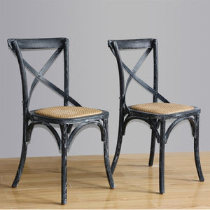 Bolero houten stoel met gekruiste rugleuning black wash (2 stuks)