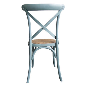 Bolero houten stoel met gekruiste rugleuning antiek blue wash (2 stuks)