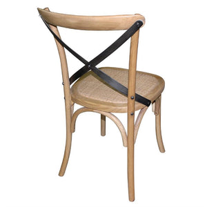 Bolero houten stoel met gekruiste rugleuning naturel (2 stuks)