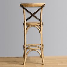 Afbeelding in Gallery-weergave laden, Bolero houten barkruk met gekruiste rugleuning naturel