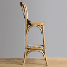 Afbeelding in Gallery-weergave laden, Bolero houten barkruk met gekruiste rugleuning naturel