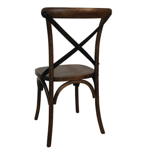 Bolero houten stoel met gekruiste rugleuning walnoot (2 stuks)