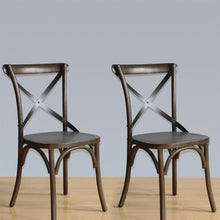 Afbeelding in Gallery-weergave laden, Bolero houten stoel met gekruiste rugleuning walnoot (2 stuks)