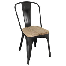 Afbeelding in Gallery-weergave laden, Bolero Bistro stalen stoelen met houten zitting zwart (4 stuks)