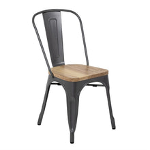 Afbeelding in Gallery-weergave laden, Bolero Bistro stalen stoelen met houten zitting grijs (4 stuks)