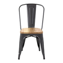 Afbeelding in Gallery-weergave laden, Bolero Bistro stalen stoelen met houten zitting grijs (4 stuks)
