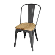 Afbeelding in Gallery-weergave laden, Bolero Bistro stalen stoelen met houten zitting grijs (4 stuks)