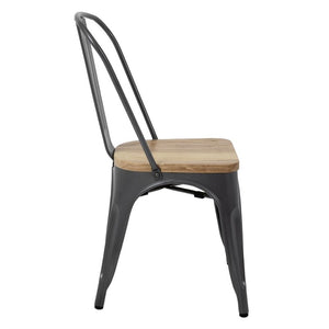Bolero Bistro stalen stoelen met houten zitting grijs (4 stuks)