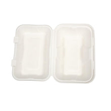 Afbeelding in Gallery-weergave laden, Vegware composteerbare bagasse voedseldozen met scharnierdeksel 22,8cm (200 stuks)