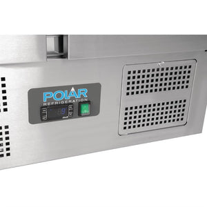 Polar G-serie 2-deurs pizza koelwerkbank met opzetkoelvitrine 256L