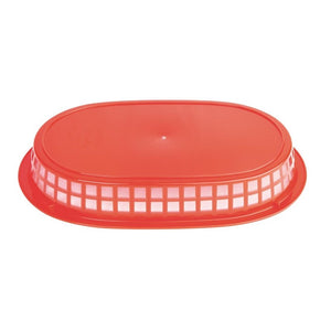Olympia ovaal polypropyleen tafelmandje rood (6 stuks)