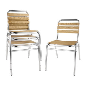 Bolero aluminium en essenhouten stoelen (4 stuks)