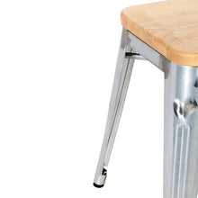 Afbeelding in Gallery-weergave laden, Bolero Bistro gegalvaniseerd stalen stoel met houten zitting (4 stuks)