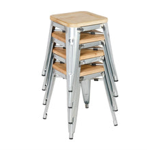 Afbeelding in Gallery-weergave laden, Bolero Bistro gegalvaniseerd stalen stoel met houten zitting (4 stuks)