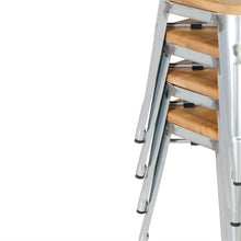 Afbeelding in Gallery-weergave laden, Bolero Bistro gegalvaniseerd stalen stoel met houten zitting (4 stuks)