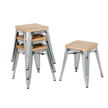 Afbeelding in Gallery-weergave laden, Bolero Bistro gegalvaniseerd stalen stoel met houten zitting (4 stuks)