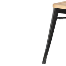 Afbeelding in Gallery-weergave laden, Bolero stalen kruk met houten zitting - zwart (4 stuks)