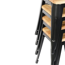 Afbeelding in Gallery-weergave laden, Bolero stalen kruk met houten zitting - zwart (4 stuks)