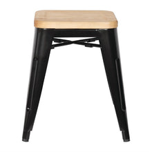 Afbeelding in Gallery-weergave laden, Bolero stalen kruk met houten zitting - zwart (4 stuks)