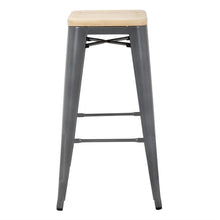 Afbeelding in Gallery-weergave laden, Bolero Bistro stalen barkruk met houten zitting - grijs (4 stuks)