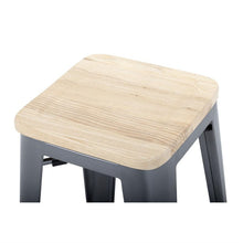 Afbeelding in Gallery-weergave laden, Bolero Bistro stalen barkruk met houten zitting - grijs (4 stuks)