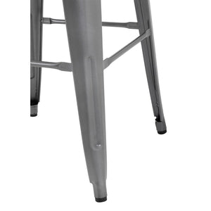 Bolero Bistro stalen barkruk met houten zitting - grijs (4 stuks)
