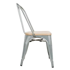 Bolero Bistro gegalvaniseerd stalen stoelen met houten zitting (4 stuks)