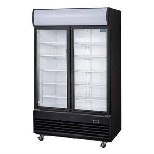 Polar G-Serie Rechtopstaande Scharnierdeur Display Koeling met Lichtbak 950Ltr Zwart