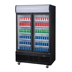 Polar G-Serie Rechtopstaande Scharnierdeur Display Koeling met Lichtbak 950Ltr Zwart