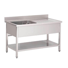 Afbeelding in Gallery-weergave laden, Gastro M RVS spoeltafel 1 spoelbak links 140x70x85cm