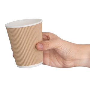 Fiesta Recyclable Hot Cups met gerimpelde wand lichtbruin 23cl x500 (500 stuks)