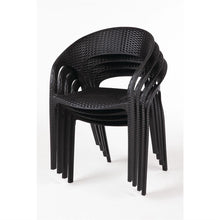 Afbeelding in Gallery-weergave laden, Bolero polyrotan stoel met armleuning zwart (4 stuks)
