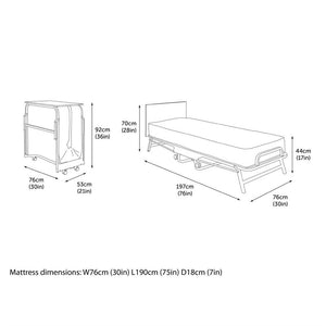 Jay-Be Contract eenpersoons opklapbed met waterbestendige matras zwart