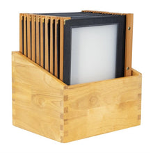 Afbeelding in Gallery-weergave laden, Securit menumappen set met houten box A4 zwart (20 stuks)