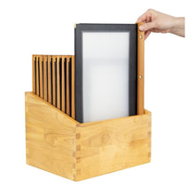 Afbeelding in Gallery-weergave laden, Securit menumappen set met houten box A4 zwart (20 stuks)