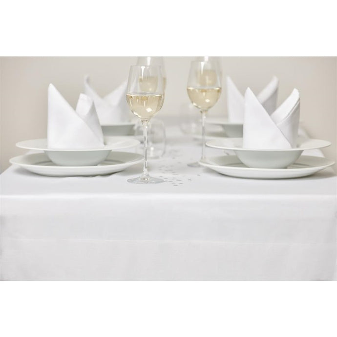 Mitre luxe satijnen band servetten katoen wit (pak van 10)