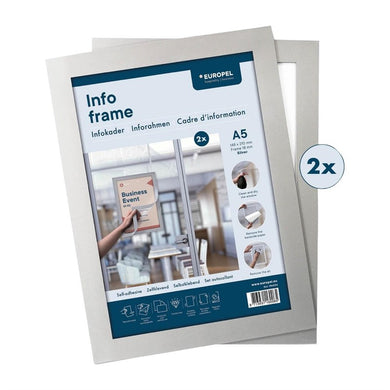 Europel Infokader / Zelfklevende Set 2 Stuks A5 Zilver