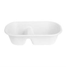 Afbeelding in Gallery-weergave laden, Fiesta composteerbare bagasse ovale 2-compartimenten container 900ml (pakket van 100)