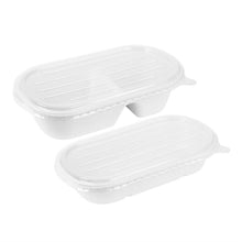 Afbeelding in Gallery-weergave laden, Fiesta composteerbare bagasse ovale 2-compartimenten container 900ml (pakket van 100)