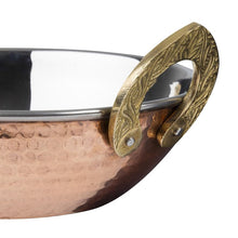 Afbeelding in Gallery-weergave laden, Olympia Koperen Kadai Schotel Roestvrij Staal Messing Handvatten 660ml