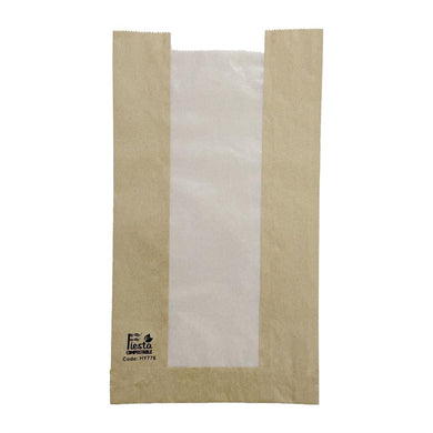 Fiesta Composteerbare Broodzakken met Glasine Venster 320x180x40mm (stuks 1000)