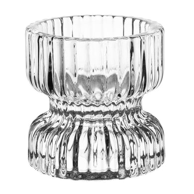 Olympia Geribbelde Glazen Theelicht/Kaarshouders 52x52mm (6 stuks)