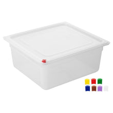 Afbeelding in Gallery-weergave laden, Hygiplas Click PP GN Container 2/3 met Deksel &amp; 7 Kleur Clips 150mm 12Ltr (Set van 4)