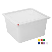 Afbeelding in Gallery-weergave laden, Hygiplas Click PP GN Container 2/3 met deksel &amp; 7 kleurenclips 200mm 16.1Ltr (Set 4)