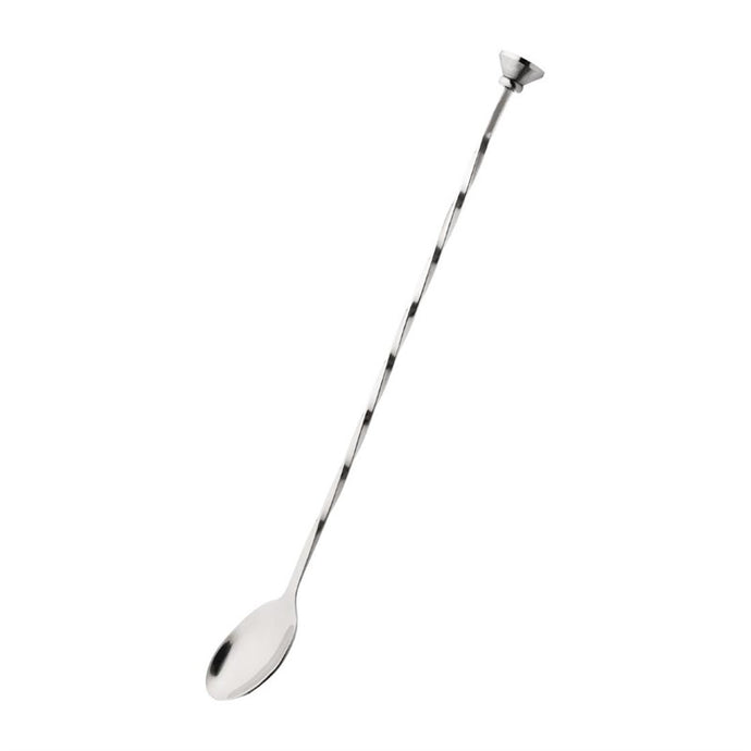 Olympia RVS gedraaide cocktaillepel met stamper 27cm