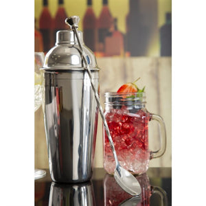 Olympia RVS gedraaide cocktaillepel met stamper 27cm