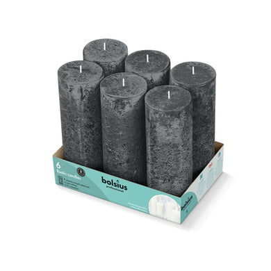 Kaarsen rustiek stormy grey 6 st. 103468851531