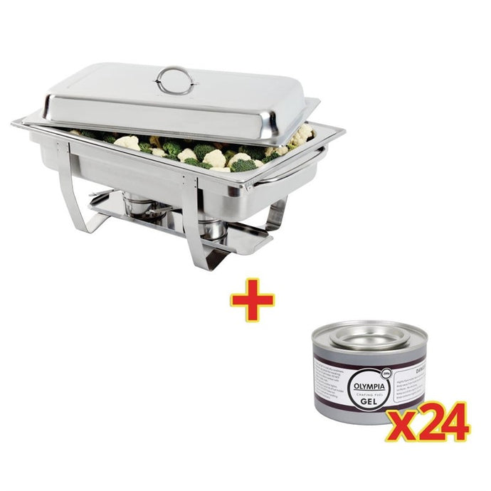 SPECIALE AANBIEDING Olympia Milan Chafing Dish met 24-pak Olympia gel brandpasta