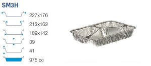 Aluminiumbakje 3-vaks diep 975cc 100 st. R819G