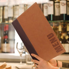 Afbeelding in Gallery-weergave laden, Securit Trendy menumappen set met houten kist A4 bruin (20 stuks)